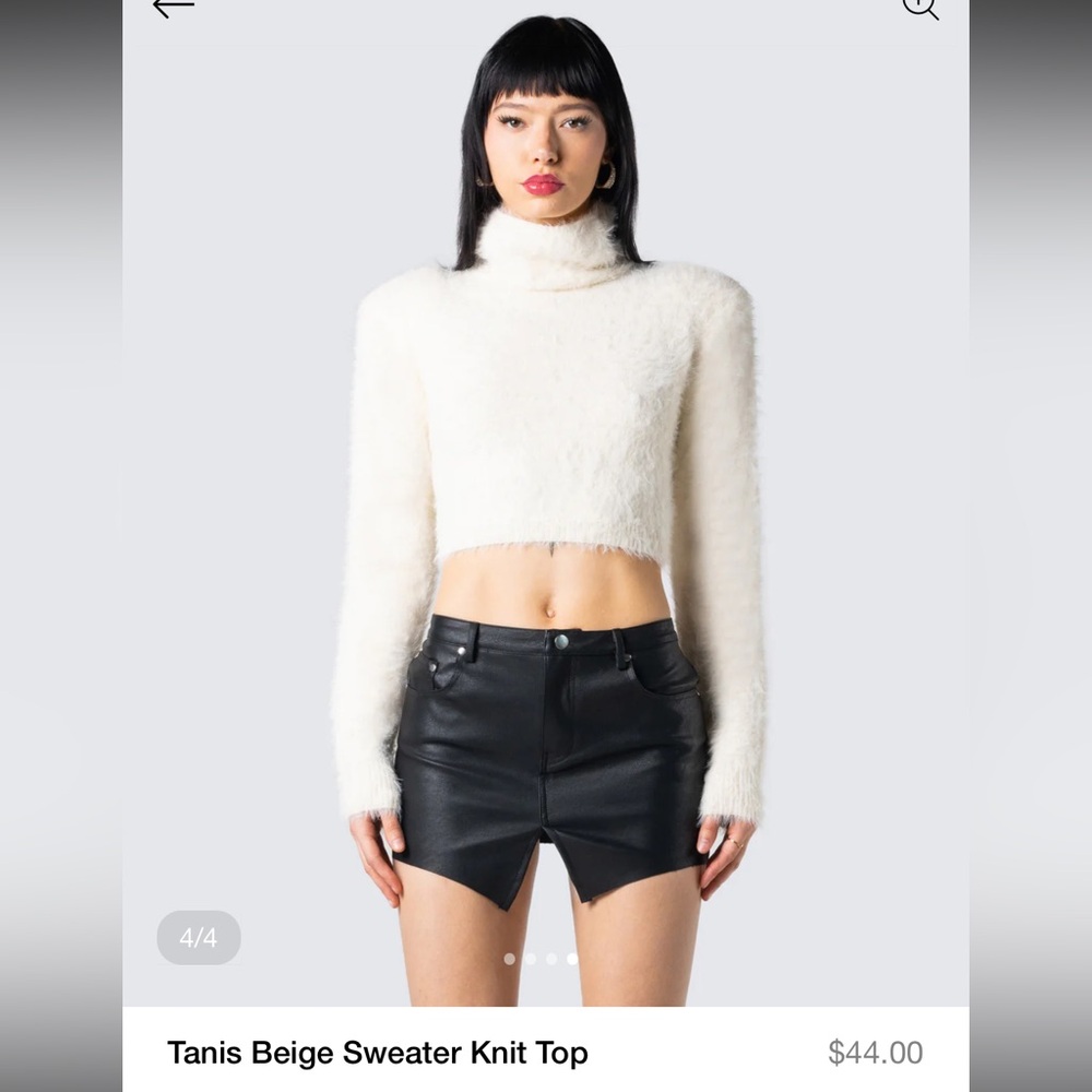 Finesse Cozy Cream Turtleneck Frizzy Sweater